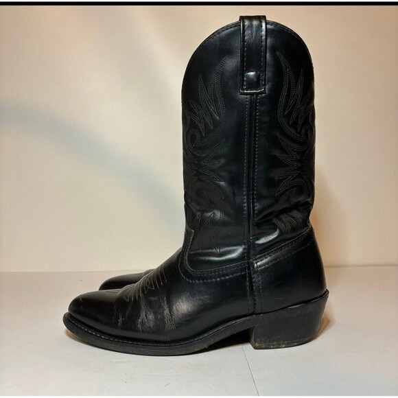 Laredo Paris Cowboy Western Boots Black Leather Cowhide Men's Size 9D #4240 - Picture 3 of 11